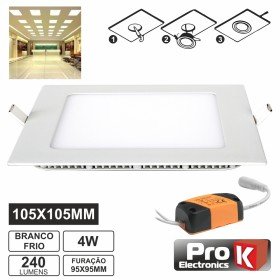 Painel Leds Quadrado 4W 105Mm Branco Frio 240Lm Prok