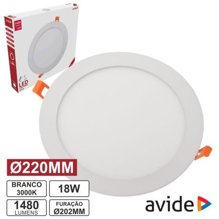 Painel Leds Redondo 18W 220Mm 3000K 1480Lm Avide