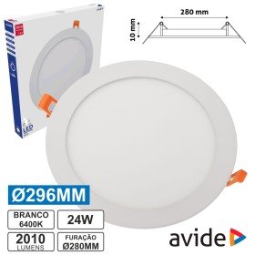 Painel Leds Redondo 24W 296Mm 6400K 2010Lm Avide
