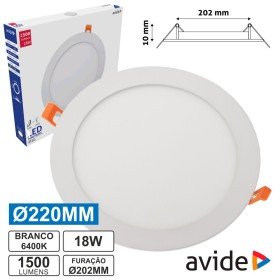 Painel Leds Redondo 18W 220Mm 6400K 1500Lm Avide