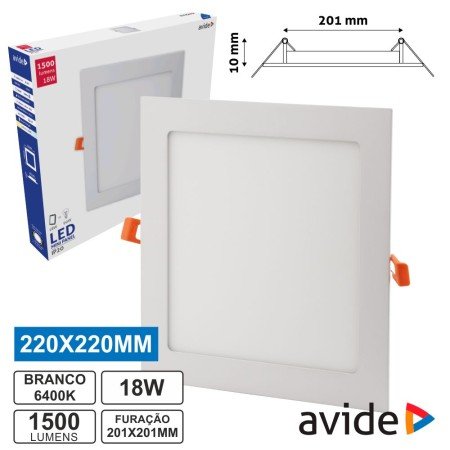 Painel Leds Quadrado 18W 220Mm 6400K 1500Lm Avide
