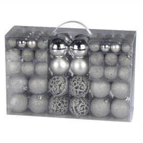 Conjunto De 100 Bolas De Natal Prateadas