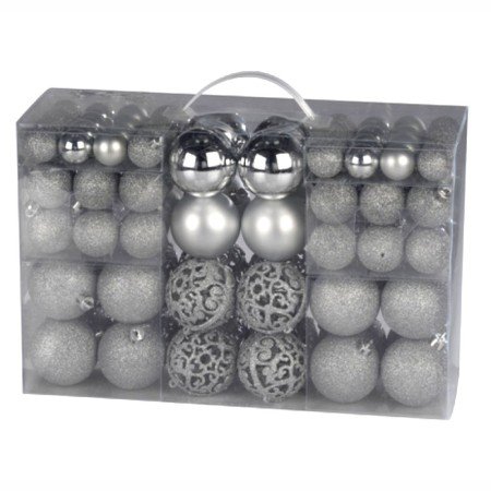 Conjunto De 100 Bolas De Natal Prateadas