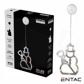 Boneco Neve Decorativo C/ Ventosa 10 Led 3000K A Pilhas