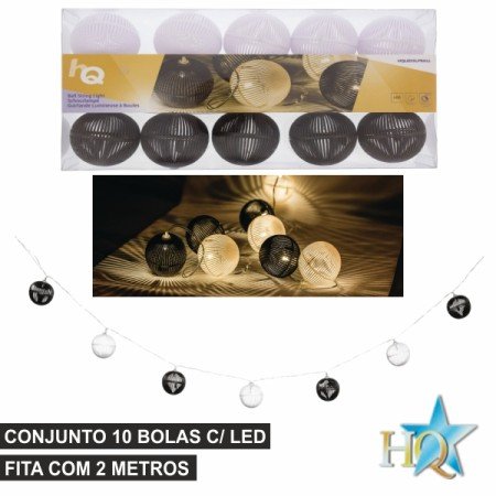 Conjunto De Luzes  Bolas Leds Brancas E Pretas