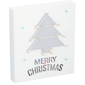 Placa Decorativa Merry Christmas Mdf C/ 6 Leds
