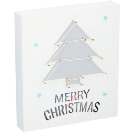 Placa Decorativa Merry Christmas Mdf C/ 6 Leds