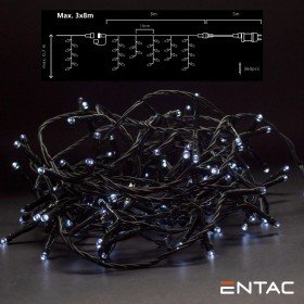 Grinalda 360 Leds 6400K Cortina 8M C/ Alimentador Entac