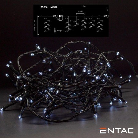 Grinalda 360 Leds 6400K Cortina 8M S/ Alimentador Entac