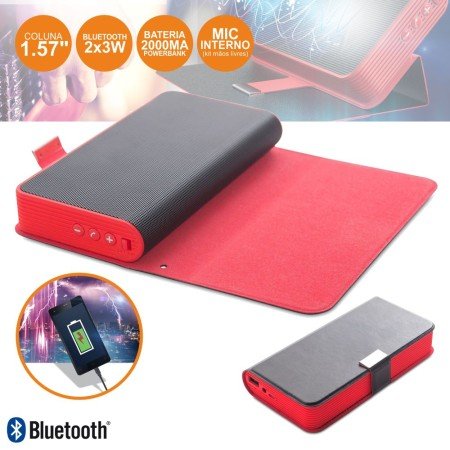 Coluna Bluetooth Portátil 2X3W C/ Powerbank 5200Mah