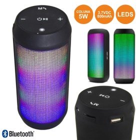 Coluna Bluetooth Portátil 5W Usb/Sd/Fm/Aux/Bat Leds