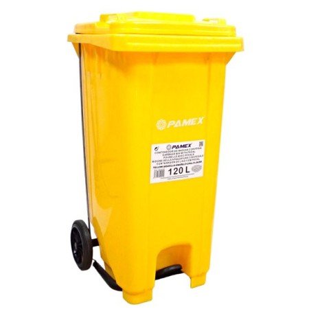 Contentor Amarelo de Lixo c/ Pedal 120 Lt