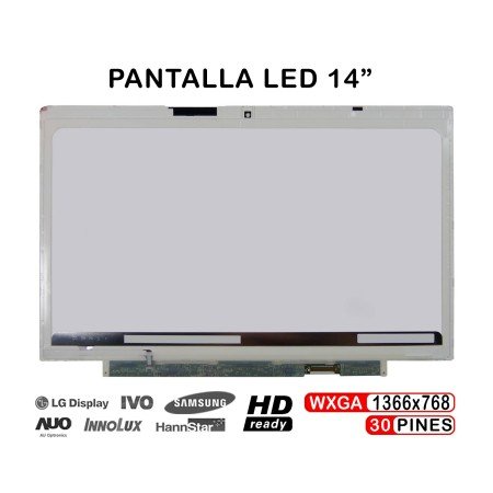 Ecrã LED de 14" para Portatil Fujitsu Lifebook U772 Series LP140Wh6-Tsa2 LP140Wh6-Tsa3