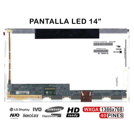 Ecrã LED de 14" para Portatil LTN140At26-T01 LP140Wh1 (Tl) (C6)