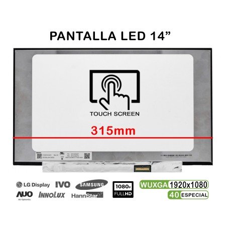 Ecrã LED Tátil de 14" para Portatil N140Hcn-Ea1 Rev.Ca SD10Z34926 FHD 40Pines 315mm