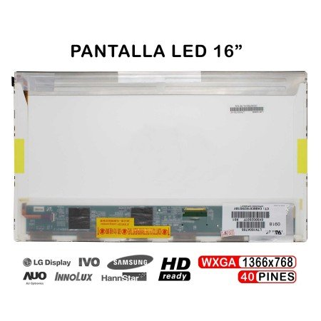 Ecrã LED de 16" para Portatil LTN160At06 Hannstar Hsd160Phw1 Hsd160Phw1-B00