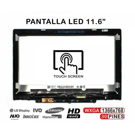 Ecrã LED com Estrutura de 11.6" para Portatil Lenovo Chromebook 300E 2Nd Gen 81Qc Mtk com G-Sensor