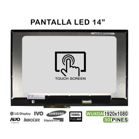 Ecrã LED Tátil de 14" para Portatil Lenovo Yoga 530-14Ikb 81Ek