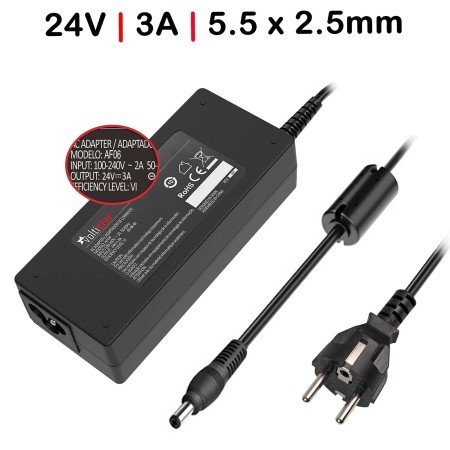 Carregador 24V 3.0A 72W 5.5mm X 2.5mm
