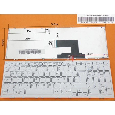 Teclado Portatil Sony Vaio VPC-Ee Series em Branco Aene7P00110