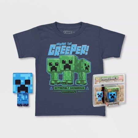 Pop & Tee Minecraft Charged Creeper Funko + Camiseta Tamanho L