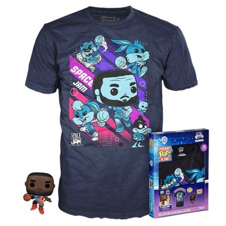 Pop & Tee Space Jam Looney Tunes Funko Lebron James + Pacote de Camiseta 10 Unidades Todos os Tamanhos