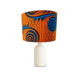 Abajur Artesanal com Padrão Abstrato - Laranja e Azul