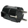 Ficha Schuko Macho C/ Terra Lateral 220V Preta