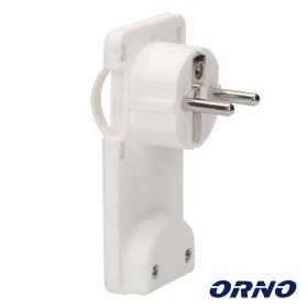 Ficha Schuko Macho C/ Terra Anel Extração 220V Branco Orno