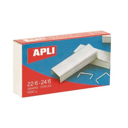 Apli Agrafes 22/6 - 24/6 Galvanizadas - Caixa de 1000 Unidades