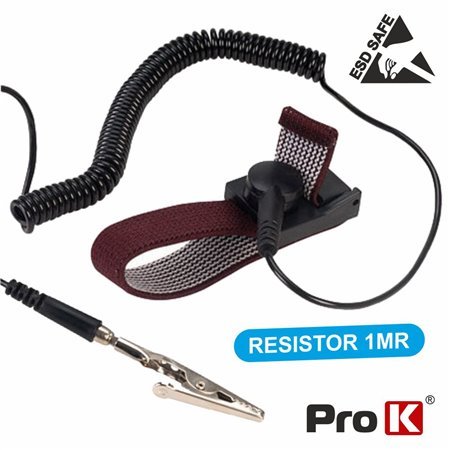 PULSEIRA ANTI-ESTÁTICA PRETA E VERMELHA PROK