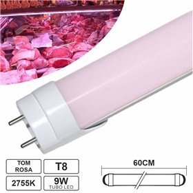 Lâmpada Tubular LED T8 9W 60cm 810LM Rosa P/ Talho