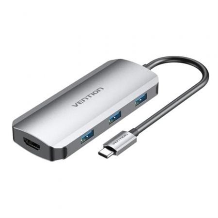 Docking USB Tipo-C Vention TODHB/ 1xHDMI/ 3xUSB/ 1xUSB Tipo-C PD/ Cinza