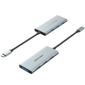 Docking USB Tipo-C Vention TOPHB/ 1xHDMI/ 3xUSB/ 1xLeitor Placas SD e MicroSD/ Cinza
