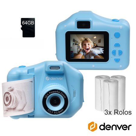 Câmara Digital Azul p/ Crianças c/ IMPressora Térmica Denver