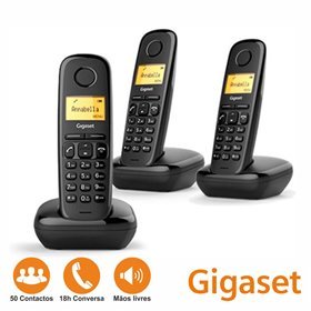 Conjunto 3 Telefones s/ Fios A170 Preto Gigaset