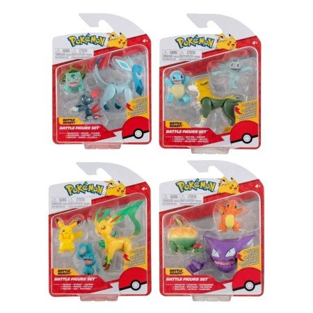 Pacote de 3 figuras pokemon battle wave 10 sortido de 4