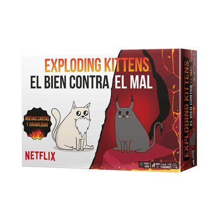 Jogo de tabuleiro de gatinhos explodindo, bem contra o mal, idade recomendada de 7 anos