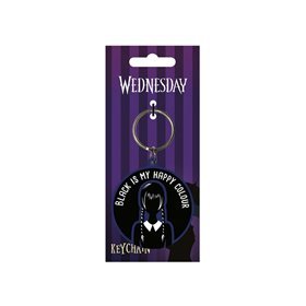 Chaveiro pirâmide Wednesday Addams preto é minha cor feliz