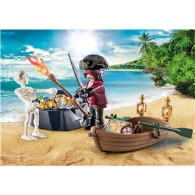 Pacote inicial Playmobil pirata com barco a remo