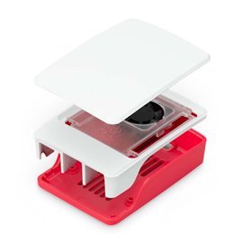 Capa Raspberry Pi 5 com ventoinha vermelha e branca