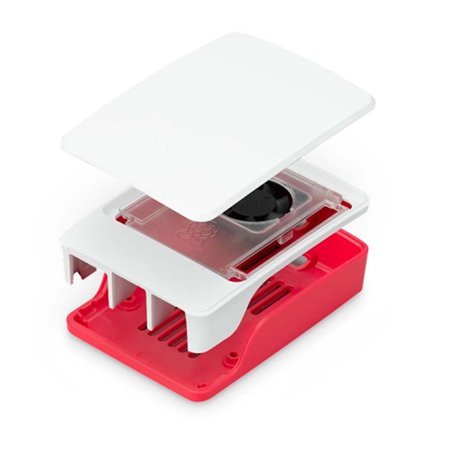 Capa Raspberry Pi 5 com ventoinha vermelha e branca