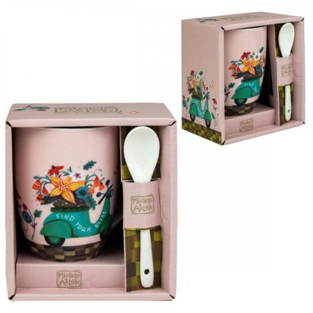 Caneca de cerâmica Enesco com colher