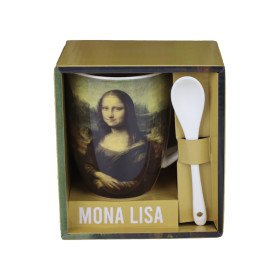 Caneca de cerâmica Enesco Mona Lisa com colher