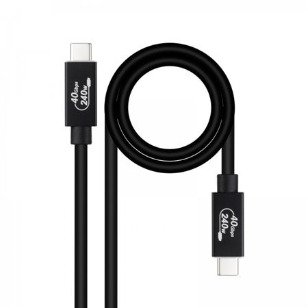 Cabo Nanocable USB 4 Gen 3x2 40Gbps 5A/240W - USB-C/M-USB-C/M - 1,8 m - Cor Preto