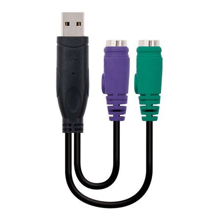 Conversor Nanocabo PS/2 (teclado + mouse) para USB - Tipo 2xPS/2/HA/M - 15cm - Cor Preto