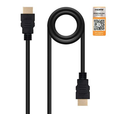 Nanocable HDMI v2.0 Premium Macho para HDMI v2.0 Premium Macho Cabo 1m - 4K@60Hz 18Gbps - Alta Velocidade - Cor Preta