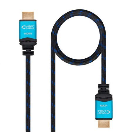 Nanocable HDMI v2.0 Macho para HDMI v2.0 Macho Cabo 1m - 4K@60Hz 18Gbps - Alta Velocidade - Nylon Trançado Revestido - Cor Preto