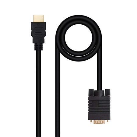 Cabo Conversor Nanocable HDMI para VGA, HDMI/M-VGA/M 1,8m - Cor Preta