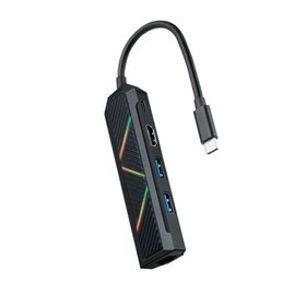 Hub Nanocable 5 em 1 USB-C 3.0 com 2x USB-A 3.0, 1x USB-C PD, 1x HDMI, 1x RJ45 - Caixa de alumínio - Cabo de 0,15 m